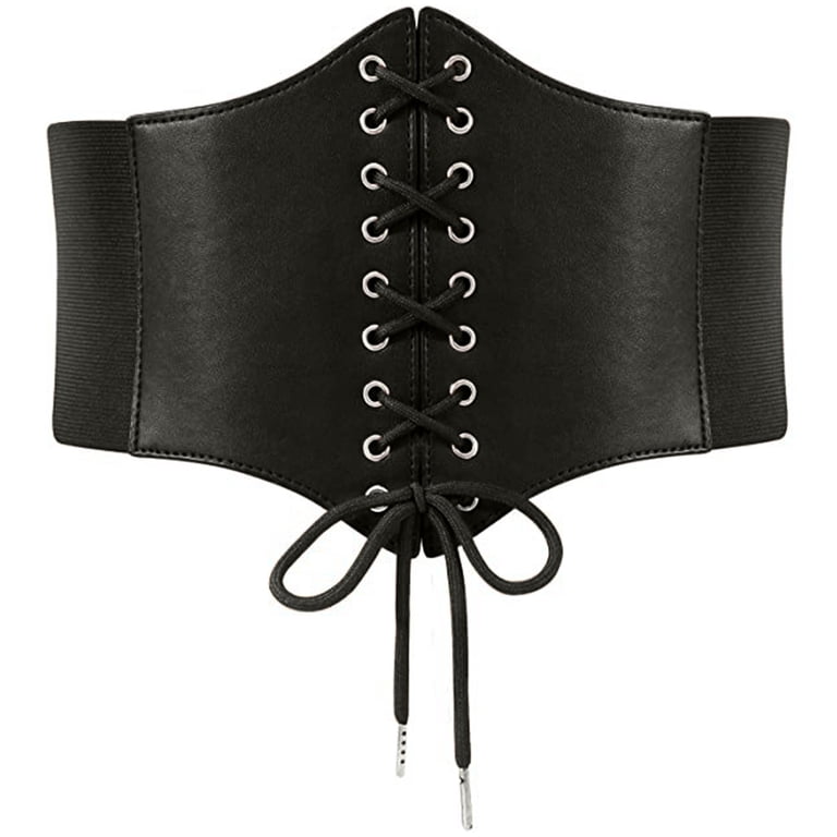 FEOYA Black Corset Belt for Women Vintage Elastic Waist Belt  display picture 1