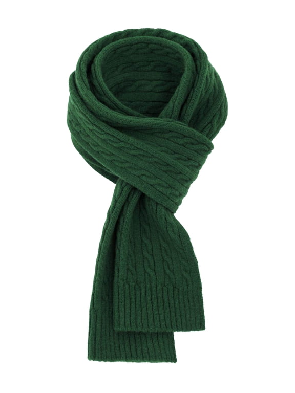 Cable Knit Winter Scarf for Women Men, Soft Warm Long Knit Neck Scarf, Thick Cold Weather Fashion Scarf Green for Outdoor Travel Christmas Gift