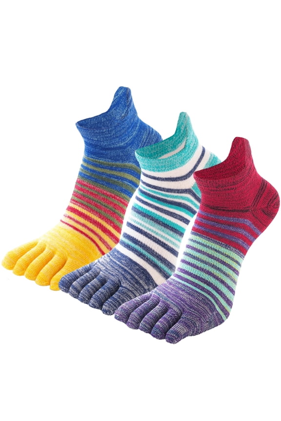Five Toe Socks for Men Hiking Male Sports Crew Toe Socks Outdoor Athletic Five Finger Socks Cotton for Outdoor Winter Sports Autumn Spring 3 Pairs L