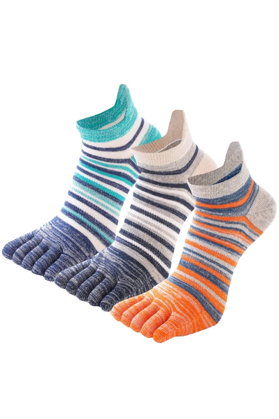Five Toe Socks for Men Hiking Male Sports Crew Toe Socks Outdoor Athletic Five Finger Socks Cotton for Outdoor Winter Sports Spring Autumn 3 Pairs L