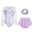thumbnail image 1 of FEOYA Girls Gymnastic Leotard Long Sleeve Kid Dance Sparkly Unitards Activewear Ballet Outfit Dancewear with Skirt Hairband 9-10 Years Purple, 1 of 6