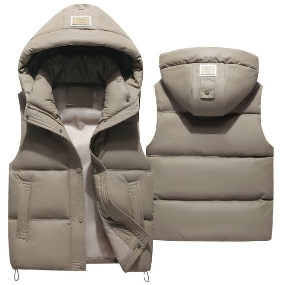 FEOYA Kids Hooded Winter Vest Girls Sleeveless Jacket Boy Puffer Vest Down Gilet Toddler Waterproof Vest Warm Waistcoat Outerwear Gilet Outdoor Bodywarmer Cotton Padded 2 Pocket for 3-4 Years