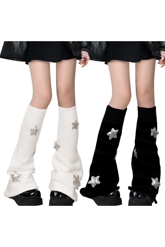 Knitted Leg Warmers for Women Y2k Star Leg Cover Kawaii Streetwear Leg Cover Punk Goth Harajuku Leg Warmers 2 Pair
