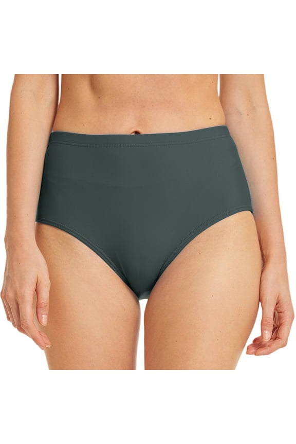 Ladies Bathing Suit Bikini Bottoms Mid Rise Bikini Bottoms for Women Full Coverage Swim Briefs Basic Swimwear Gray