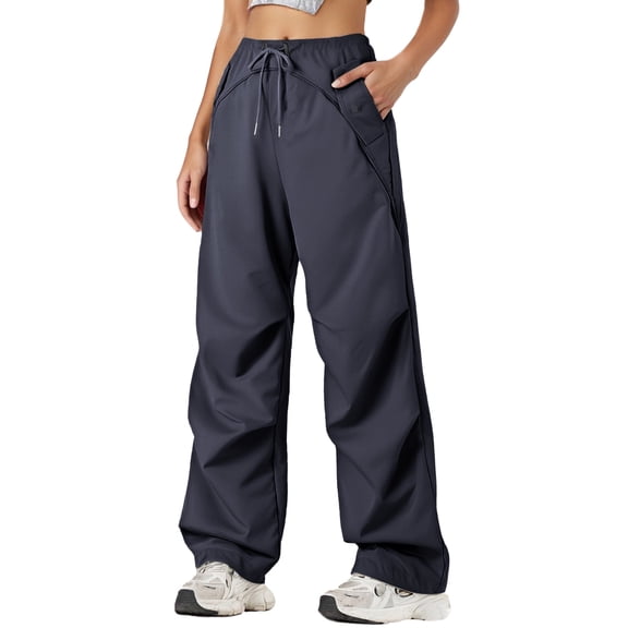 FEOYA Ladies Parachute Cargo Pants Women Harajuku Jogge Baggy Elastic Waist Loose Y2K Streetwear Casual Outdoor Hiking Trouser XL