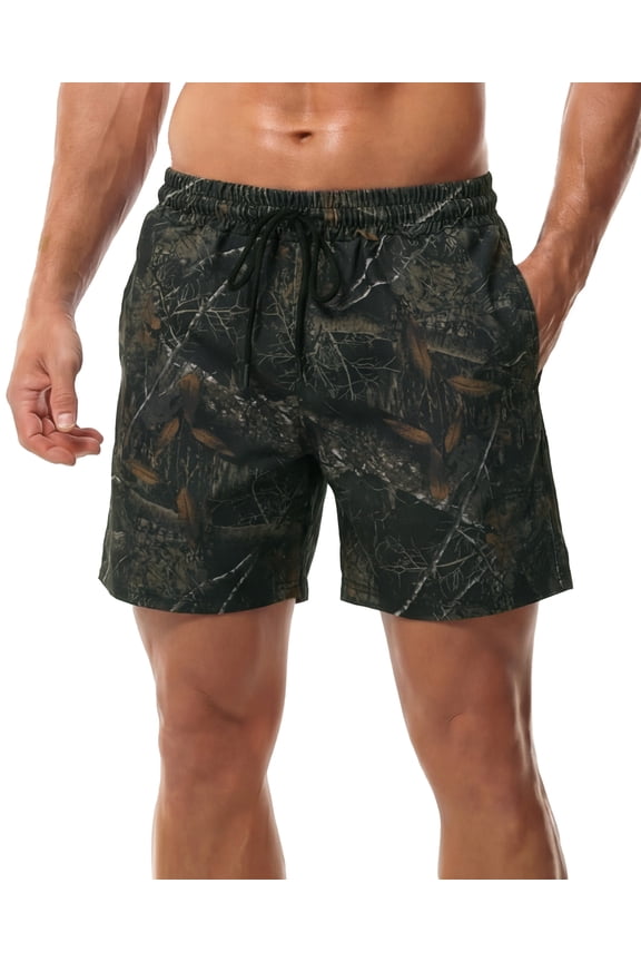 Men Camouflage Sports Short Drawstring Camo Sweats Shorts Elastic Waist Athletic Workouts Trunks Outdoor Activewear Gym Sweats Shorts with Pockets for Sports Gym Basketball Tennis XXL Black