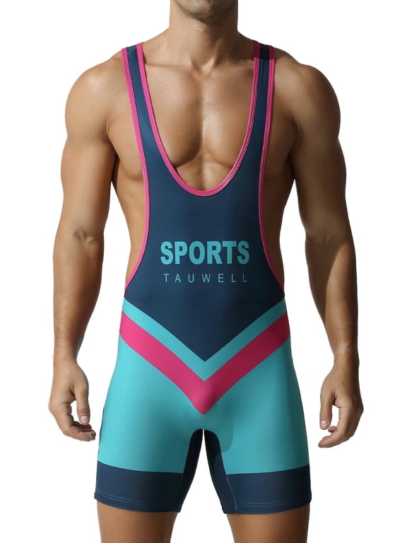Men Sports Wrestling Singlet Sleeveless Wrestling Uniform Athletic Supporters Jumpsuit Jockstrap Leotard for Powerlifting Competition Training