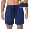 thumbnail image 1 of FEOYA Men's Breathable Quick-Dry Shorts Male Sweat Shorts Elastic Waist Running Shorts Inter Drawstring Training Shorts Outdoor Activewear with for Gym Sportwear Athletic M Blue, 1 of 9