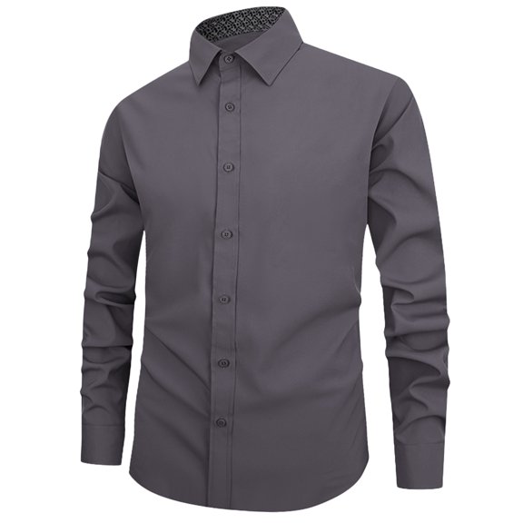 FEOYA Men's Dress Shirts Long Sleeve Casual Business top Stretch Slim Fit Shirts Formal Work Shirts Button Down Blouses Solid Color for Dating Wedding Working Talking Speeches Travel 2XL