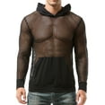 thumbnail image 1 of FEOYA Men's Fishnet Hoodie Shirt Mesh Tank Top See Through Muscle Sheer Shirt Workout Shirts Pullover with Pocket Long Sleeve Sweatshirt Sheer Loose Shirt for Club Gym Active, 1 of 7