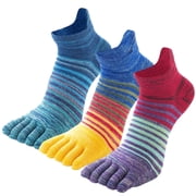 FEOYA Mens Five Toe Sock Cotton Athletic Five Toe Socks Thick Toe Socks Running Five Toe Socks for Outdoor Sports Spring Autumn 3 Pairs L