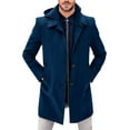 thumbnail image 1 of FEOYA Men's Hooded Trench Coat Winter Overcoat Wool Peacoat Business Coat Single Breasted Jacket Thick Coat Casual Warm Outerwear XL, 1 of 6