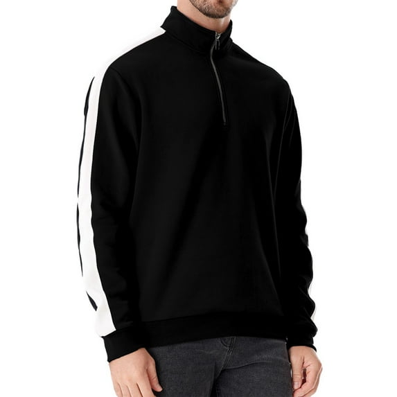 FEOYA Men's Quarter Zip Sweatshirt Stand Collar Pullover Long Sleeve Sweatshirts Casual Sports Hoodie Cotton Sportswear Color Block Sweater Outdoor Polo Sweatshirts New Fall Spring Outfit XL