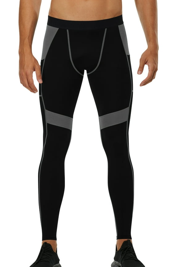 Men's Running Leggings Compression Trousers Gym Pants Tight Cycling Pants Quick Drying Underpants 2 Pocket for Golf Cycling Training Sport Basketball Training Athletic Football 2XL