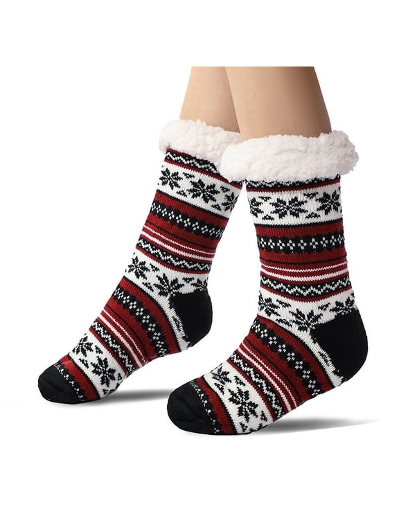 Men's Warm Winter Socks Grip Socks Stockings Thermal Socks Extra Thick Slipper Socks Cozy Floor Socks Breathable Fleece Lining for Home Hiking Business Bed Outdoor Walking Sleeping Cabin