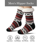 FEOYA Men's Warm Winter Socks Grip Socks Stockings Thermal Socks Extra Thick Slipper Socks Cozy Floor Socks Breathable Fleece Lining for Home Hiking Business Bed Outdoor Walking Sleeping Cabin