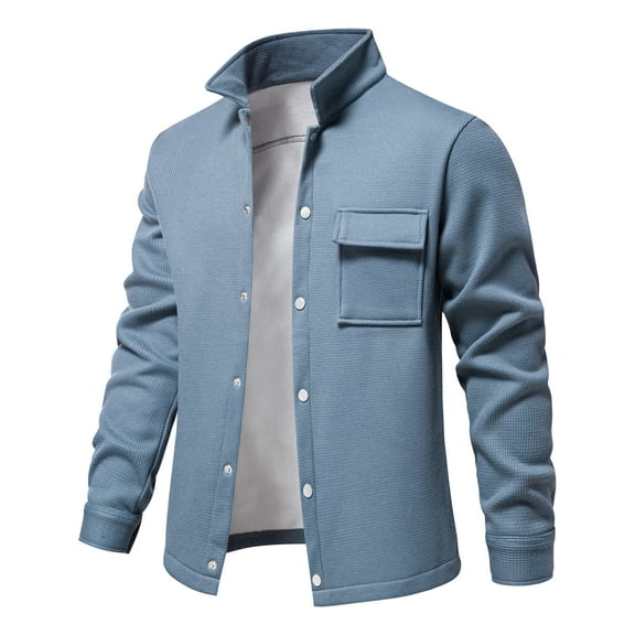FEOYA Mens Casual Cardigans Waffle Knit Jacket Button Down Jacket Winter Cardigan Cotton Cardigan with Pocket Padded Lapel Collar Coat Long Sleeve Spring Fall Knitted Clothes 2XL