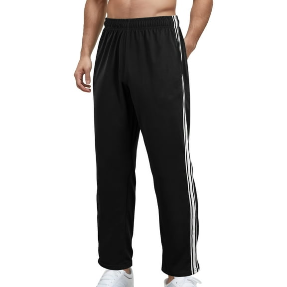 FEOYA Mens Casual Running Pants Athletic Straight Leg Sweatpants Open Bottom Joggers Drawstring Elastic Waist Trousers with Pockets for Training Jogging Active Workout L