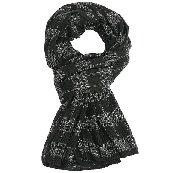 FEOYA Mens Scarf Winter Plaid Male Vintage Plaid Scarf Soft Classic Luxurious Check Scarves Long Neck Warmer Scarf Black 27.6x74.8 for Holiday Gift Christmas Outdoor