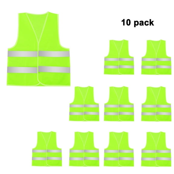 FEOYA Mens Yellow High Visibility Reflective Vest Hi-vis Bright Color Outdoor Construction Protector Safety Vest 10 Pack