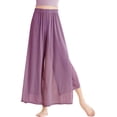 thumbnail image 1 of FEOYA Modern Dance Pants Women 2 Layers Side Slit Mesh Flowing Classical Trousers Elastic Waist Wide Leg Practice Loungewear for Ballet Yoga Pilates L, 1 of 6