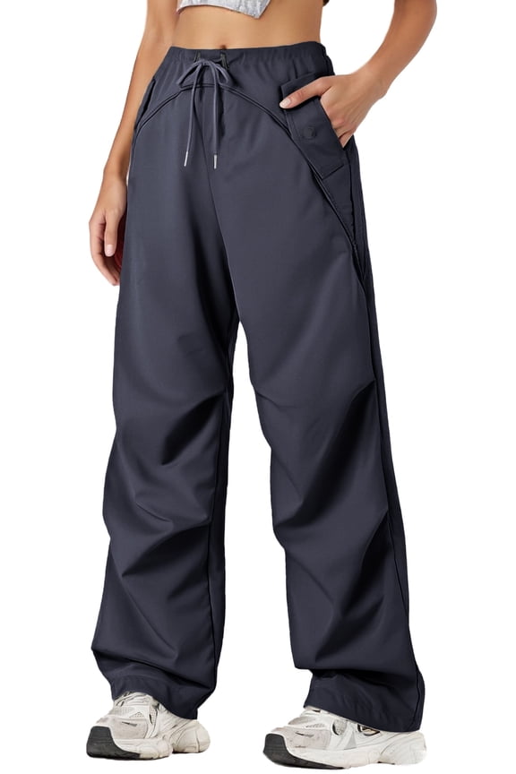 Parachute Pants for Women Elastic Waist Ladies Cargo Baggy Trouser Loose Y2K Streetwear Casual Outdoor Hiking Harajuku Pants M