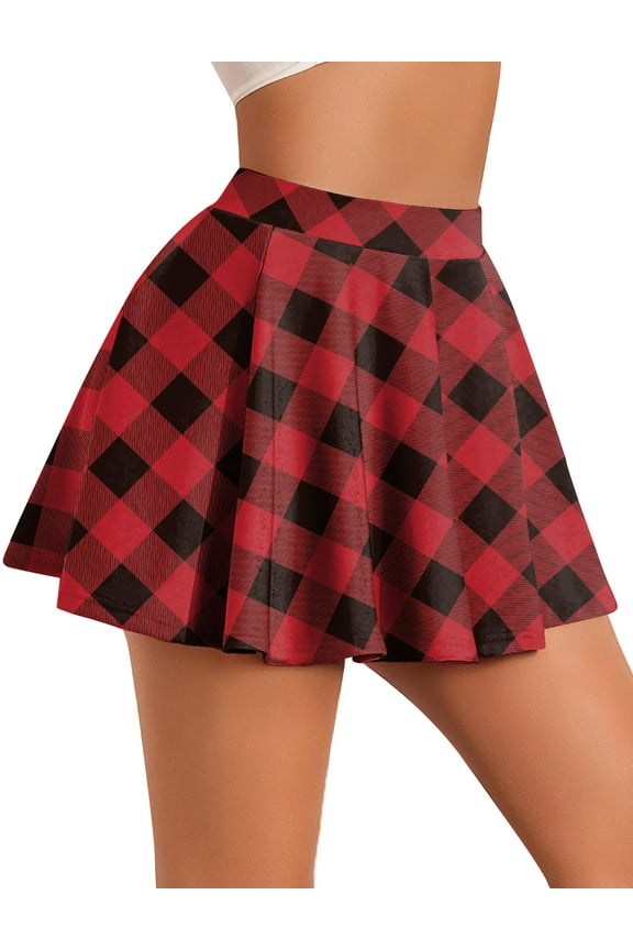 Plaid Uniform Skirts Women Pleated Mini Skirt Ladies Cheer Skirts Casual School Skater Skirt Slimming High Waist A Line Skirt M