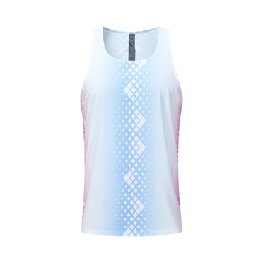 FEOYA Running Tank Top Mens Quick Dry Breathable Sleeveless Race Undershirts Male Gradient Gym Muscle Tee Sweatshirt Marathon Workout Ultra Lightweight T-Shirts Casual Athletic Vest L