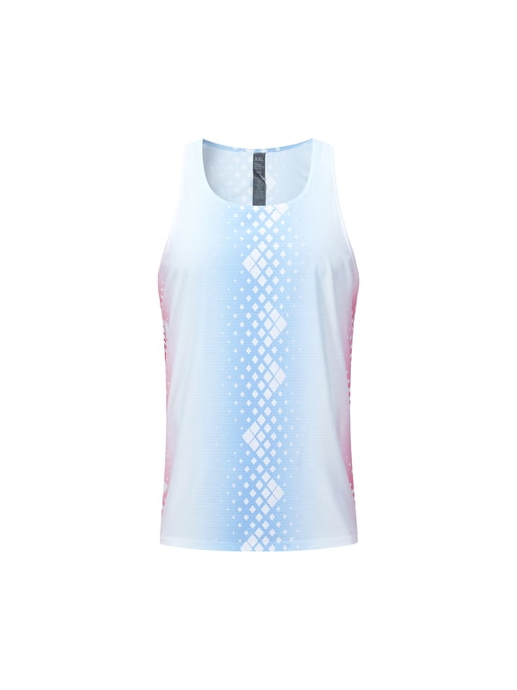 Running Tank Top Mens Quick Dry Breathable Sleeveless Race Undershirts Male Gradient Gym Muscle Tee Sweatshirt Marathon Workout Ultra Lightweight T-Shirts Casual Athletic Vest L
