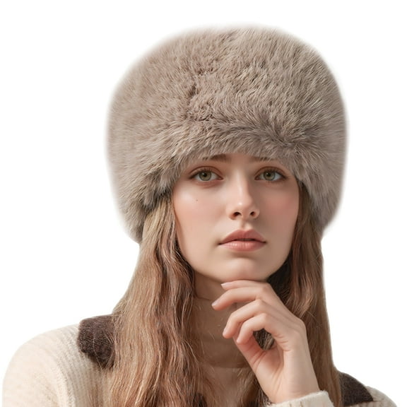 FEOYA Russian Style Winter Hat for Women  Faux Fur Bucket Hat Ladies Ushanka Warm Cap Fluffy Bucket Hat Snow for Ski Skating Hiking Outdoor Brown