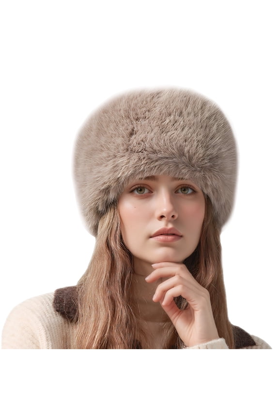 Russian Style Winter Hat for Women Faux Fur Bucket Hat Ladies Ushanka Warm Cap Fluffy Bucket Hat Snow for Ski Skating Hiking Outdoor Brown