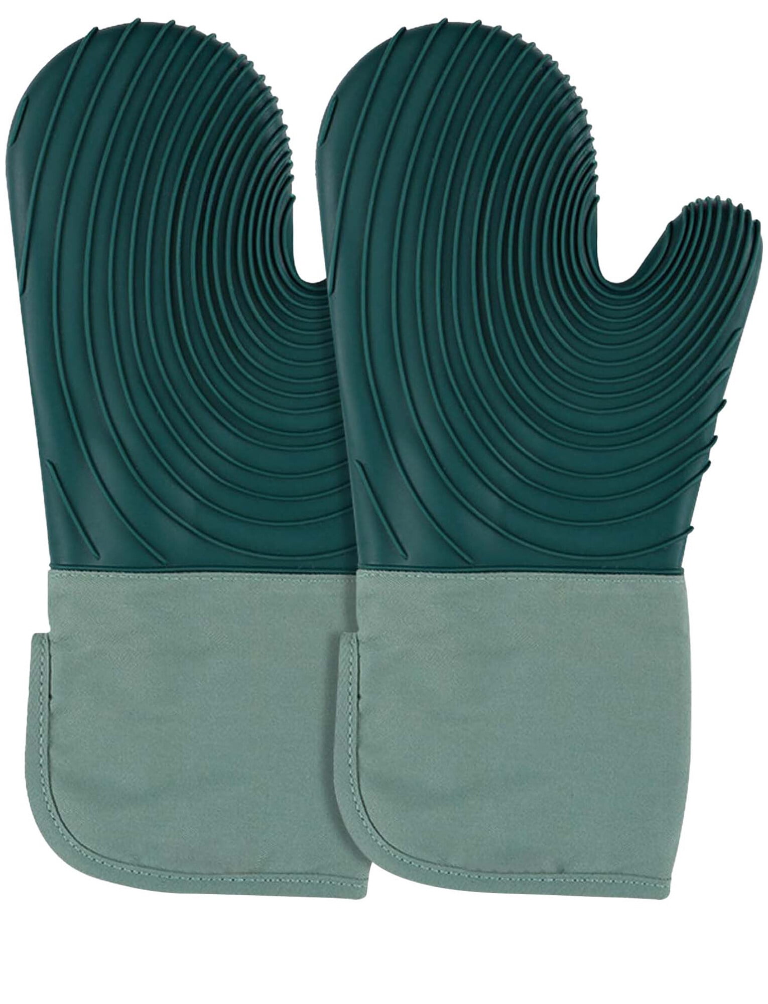 FEOYA Silicone Oven Mitten Silicone Oven Mitts Heat-Resistant Cotton Non-Slip Baking Gloves for Home Grilling Cooking Baking 2 Pcs