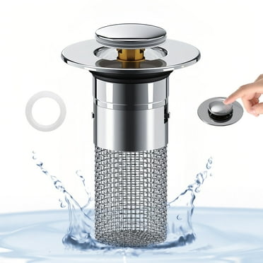 FEOYA Stainless Stee Sink Strainer Removable Hair Catcher Anti-Clogging Drain Filter for Bath Shower (1/2Pcs)