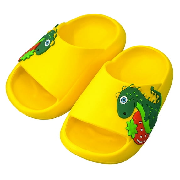 FEOYA Slippers for Kids Boys Girls Summer Bathroom Shower Shoes Child Lightweight Non-Slip Sandals Unisex Beach Pool Toe Indoor Outdoor Cute Dinosaur Quick Dry Slippers