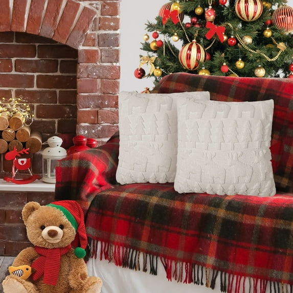 FEOYA 1 Pcs Sofa Throw Pillow Covers Soft Pillowcase Plush Pillow Covers Pillow Cover with Embroidery Solid Color Bed Living Room Bedroom Decorations Farmhouse Couch 45*45CM