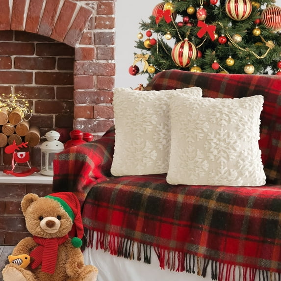 FEOYA 1 Pcs Sofa Throw Pillow Covers Soft Pillowcase Plush Pillow Covers Pillow Cover with Embroidery Solid Color Bed Living Room Bedroom Decorations Farmhouse Couch 45*45CM