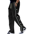 thumbnail image 1 of FEOYA Two Buttons Open Pants Mens Basketball Sweatpants Snap Button Pants Straight Leg Joggers Open Bottom Trousers with Pocket for Workout Athletic Active Sports Running L, 1 of 6