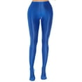 thumbnail image 1 of FEOYA Women Glossy Leggings Oil Shiny Pantyhose Thigh-High Stockings Tights Wet Look Pants Nightclub Blue M for Valentine's Day Gifts, 1 of 7