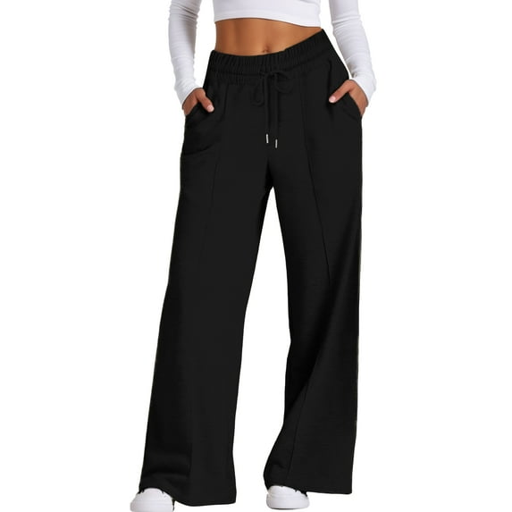 FEOYA Women Sweatpants Wide Leg Ladies Drawstring Sweatpants High Waisted Baggy Trousers Casual Joggers with Pockets S
