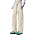 thumbnail image 1 of FEOYA Women's Baggy Cargo Pants Ladies Hiking Track Pants Parachute Pants Waist drawstring Outdoor Quick Dry Waterproof Trousers with Zipper Pockets Y2K Streetwear XL, 1 of 7