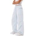 thumbnail image 1 of FEOYA Women's Cargo Pants Wide Leg Baggy Parachute Pants for Women Quick Dry Hiking Pants Waist Elastic Drawstring Outdoor Travel Y2K Streetwear S Light Blue, 1 of 7