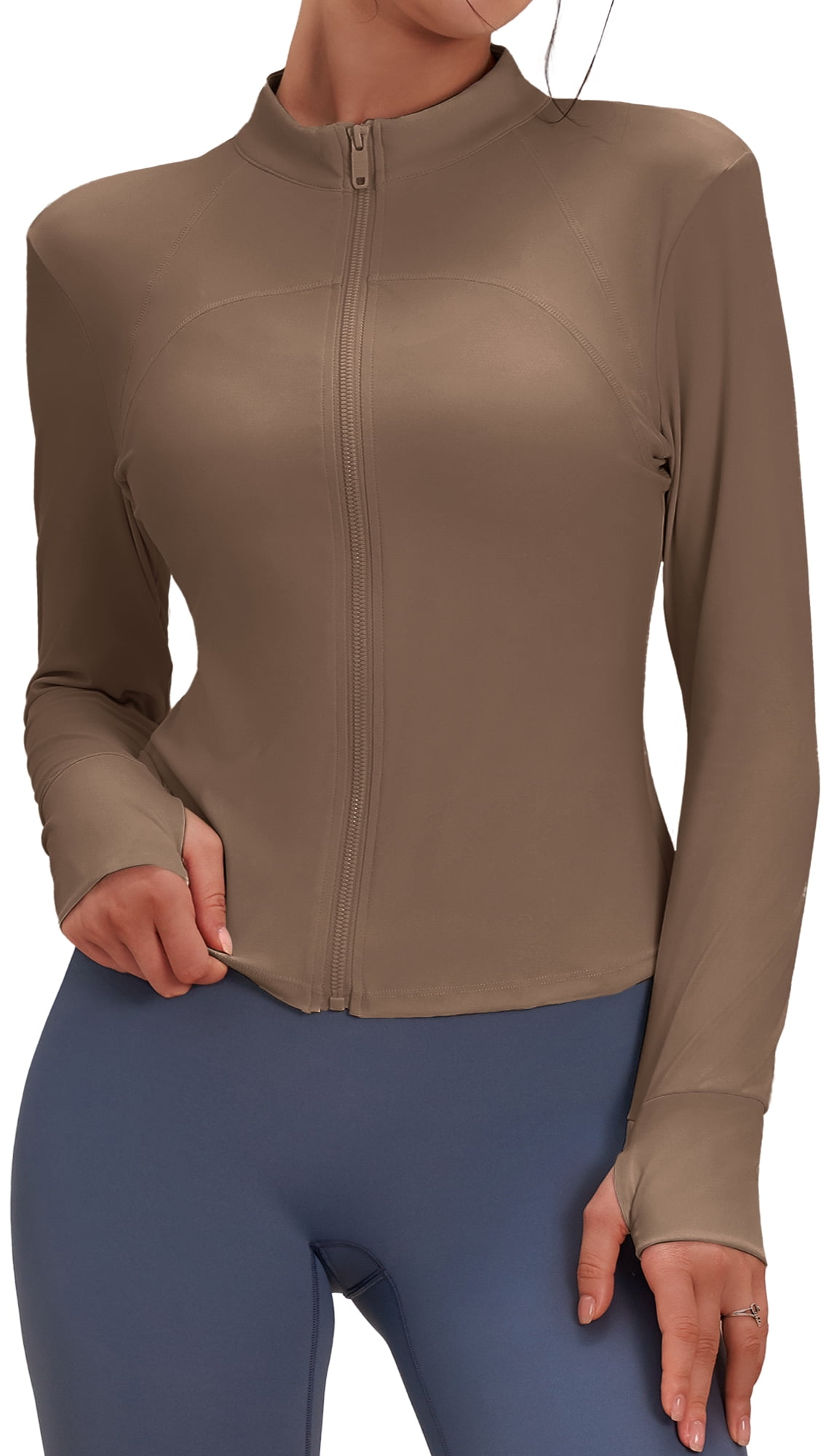FEOYA Women's Cropped Running Workout Jackets Slim fit Athletic Yoga ...