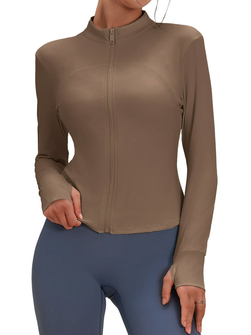 FEOYA Women's Cropped Running Workout Jackets Slim fit Athletic