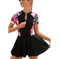 thumbnail image 1 of FEOYA Women's Rash Guard Swimsuit One-Piece Athletic Swim Dress with Zip Front & Built-in Shorts, 1 of 5