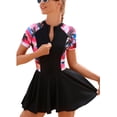 thumbnail image 1 of FEOYA Women's Rash Guard Swimsuit One-Piece Athletic Swim Dress with Zip Front & Built-in Shorts, 1 of 6
