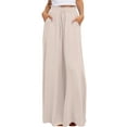 thumbnail image 1 of FEOYA Women's Wide Leg Pants Casual Palazzo Pants with Pockets High Waist Flared Trousers Loose Drawstring Pants Elastic Waist Casual Spring Summer L, 1 of 7