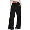 thumbnail image 1 of FEOYA Womens Baggy Sweatpants Wide Leg Ladies High Waisted Loose Pants Casual Drawstring Joggers with Pockets 2XL, 1 of 7