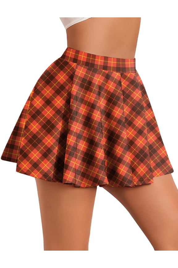 Womens Pleated Skirt School Ladies Uniform Skirt Plaid Mini Skater Skirt Cheer Skirt High Waist Casual Slimming A Line Skirt L