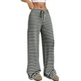 thumbnail image 2 of Women's High Waist Striped Bandaid Style Leggings – Black & White – S, M, L 2 of 4