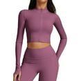 thumbnail image 1 of FEOYA Workout Jackets for Women Long Sleeve Ladies Full Zip Crop Top Lightweight Athletic Slim Fit Yoga Sportwear with Thumb Active Track Jacket Holes XL Purple, 1 of 7